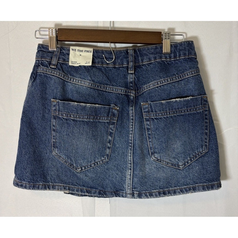 Free People Wynne Denim Skirt Size 25 Blue Casual Button Up Wrap Preppy Y2K - Picture 4 of 12